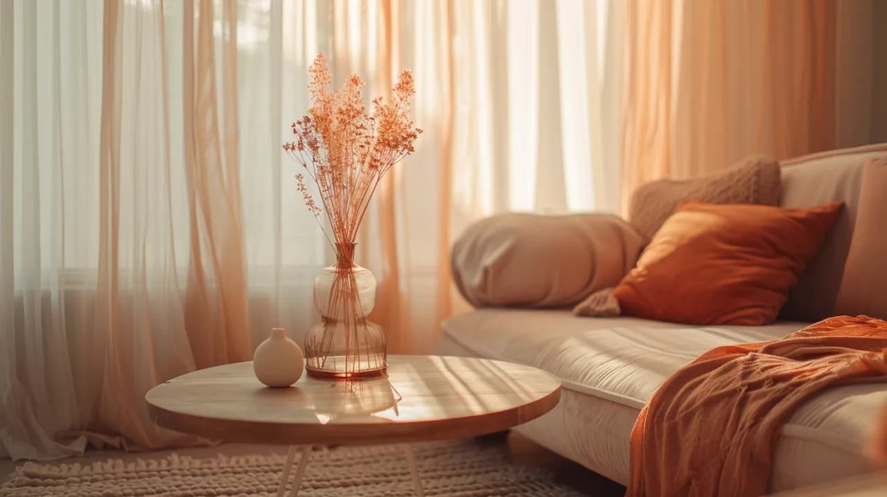 Beżowe i pomarańczowe dodatki: 9 ciepłych akcentów do salonu