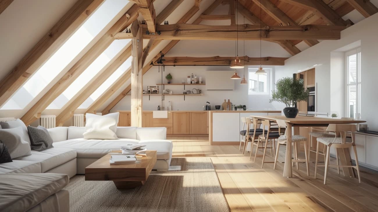 Salon z kuchnią na poddaszu: Jak urządzić wnętrze?