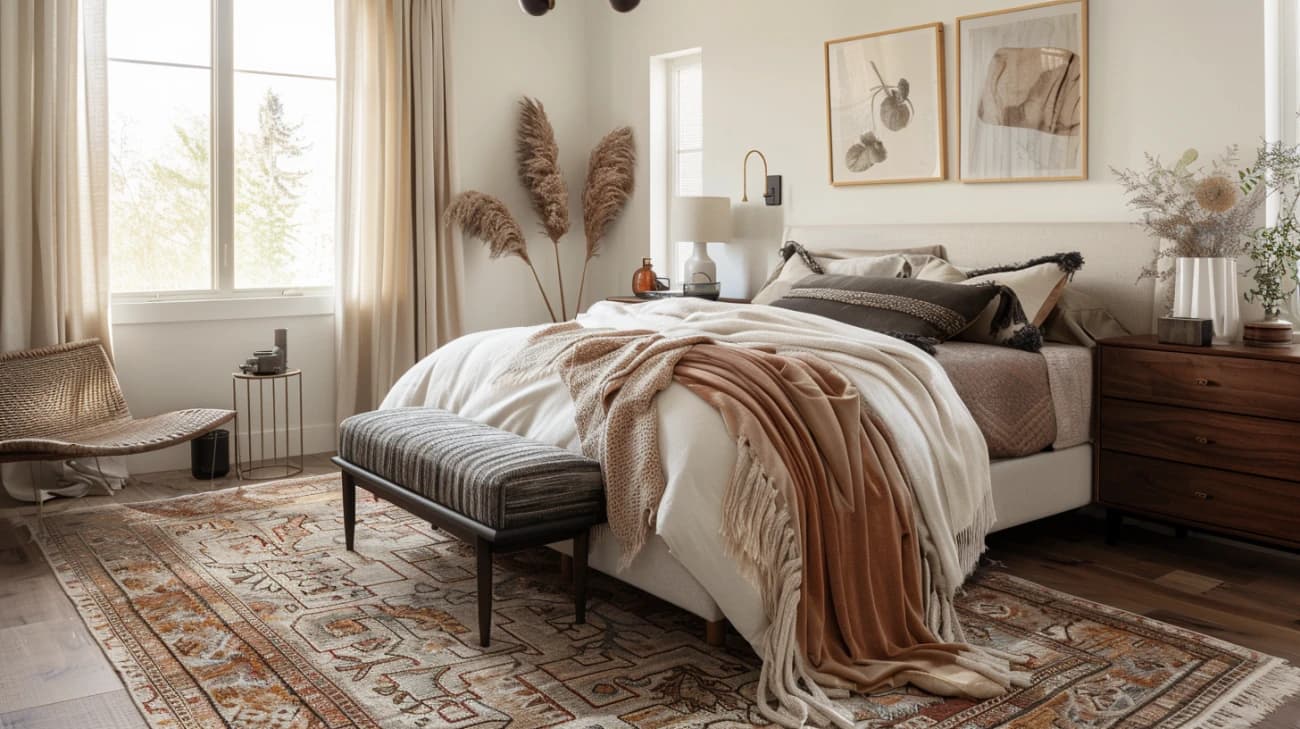 Dywan w sypialni: 6 pomysłów na aranżację wnętrza