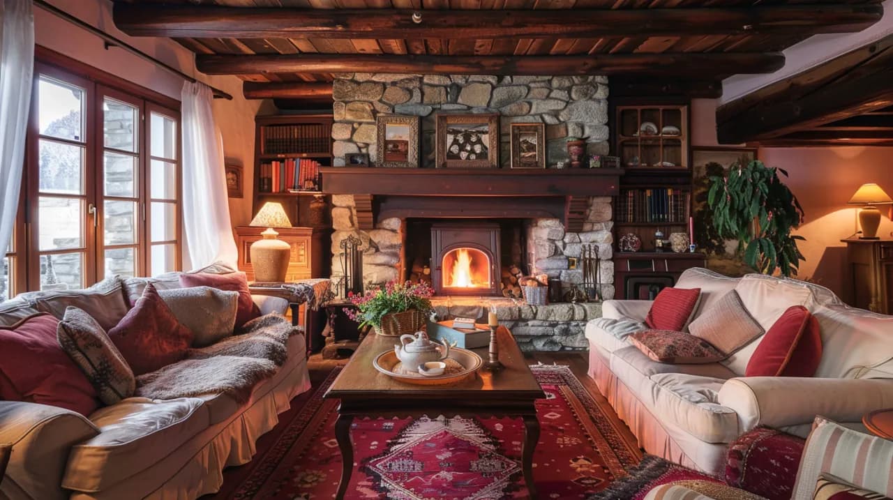 Kuchnie w stylu rustykalnym: 5 pomysłów z kominkiem